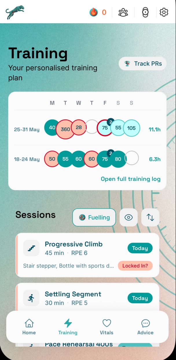 On Form Club personalised training plan.